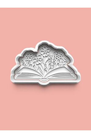 Kitap Temalı Çiçek Figürü Kurabiye Kalıbı Ve Şeker Hamuru Kalıbı