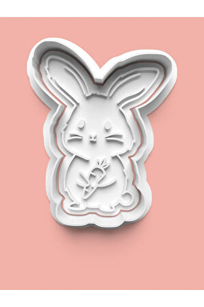 Sevimli Havuç Yiyen Tavşan Kurabiye Kalıbı Ve Şeker Hamuru Kalıbı