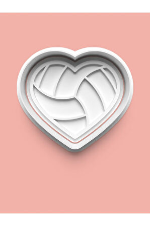 Voleybol Aşkı Kalpli Voleybol Topu Kurabiye Kalıbı Ve Şeker Hamuru Kalıbı