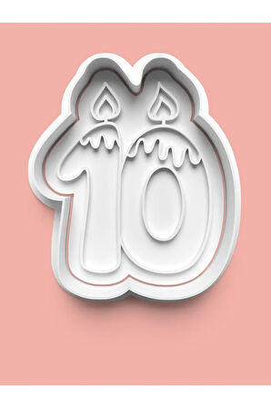 Mum Figürlü On Rakamı Kurabiye Kalıbı Ve Şeker Hamuru Kalıbı - 10 Numara