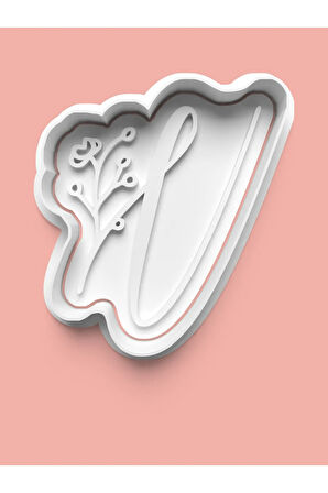 Çiçek Desenli V Harfi Kurabiye Kalıbı Ve Şeker Hamuru Kalıbı