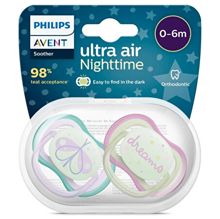 Avent Air Night Karanlıkta Parlar Gece Emziği 0-6 Ay Kız Scf376/19