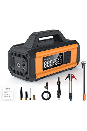  ACİL AKÜ TAKVİYE MARŞ MOTORU START 10000MAH 12V 150PSİ LASTİK ŞİŞİRME POMPASI POWERBANK LED LAMBA
