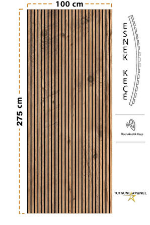 Mdf Ahşap Akustik Duvar Paneli 100 x 280 cm Atlantik Çam