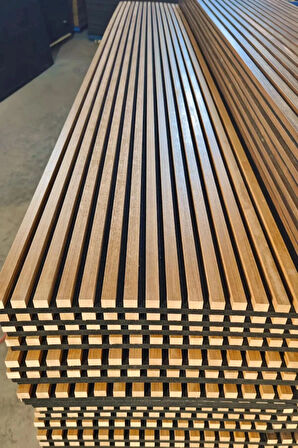 Mdf Ahşap Akustik Duvar Paneli 100 x 280 cm Teak