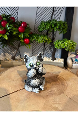 Dekoratif mini kedi biblo polyester