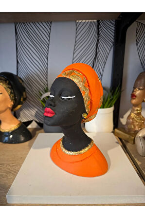 Dekoratif Afrikalı kadın büst biblo polyester