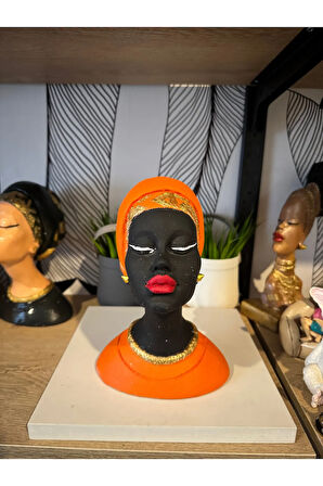 Dekoratif Afrikalı kadın büst biblo polyester