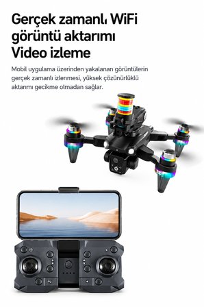 Katlanabilir Kameralı Drone, WiFi FPV Canlı Görüntü, Fırçasız Motor, Akıllı Sensör, Kumandalı RC Drone, Frisbee Atış Özellikli