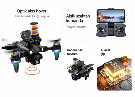 Katlanabilir Kameralı Drone, WiFi FPV Canlı Görüntü, Fırçasız Motor, Akıllı Sensör, Kumandalı RC Drone, Frisbee Atış Özellikli