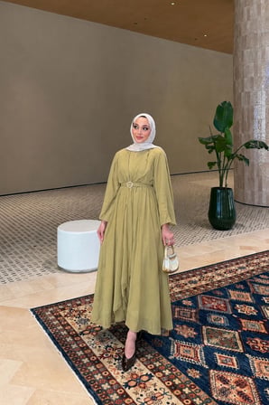 Alara Tensel Kumaş Tesettür Elbise