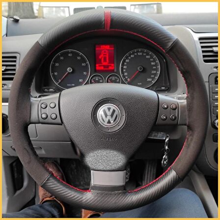 Alcantara OEM Noktalı Kırmızı Yüzüklü Kırmızı Dikişli