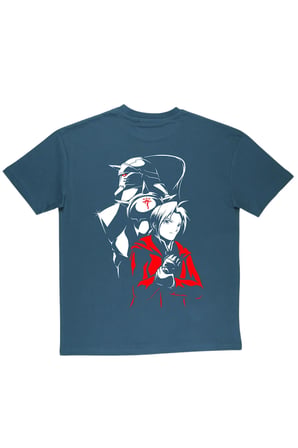Lenithra Fullmetal Alchemist Brotherhood Elric Sırt Baskılı Unisex Oversize T-shirt Füme / XL