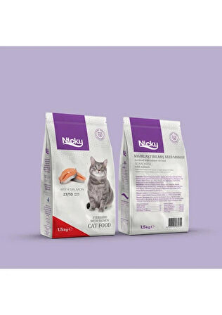 Nicky Adult Sterilised Tahıllı Somonlu Kısırlaştırılmış Yetişkin Kedi Maması 1,5 kg