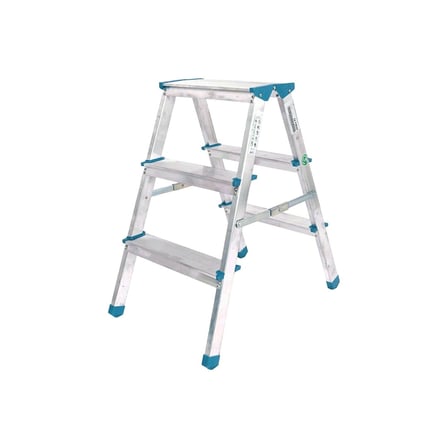3+3 Çi̇ft Basamakli Alümi̇nyum Metal Merdi̇ven Yüksekli̇k = 69Cm Baş Geni̇şli̇k = 8Cm (5047)