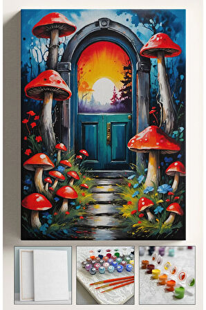 Sayılarla Boyama Hobi Seti Çerçeveli Numaralı Tuval Fırça Boya tuval Alis Harikalar Diyarı 40x50 Cm