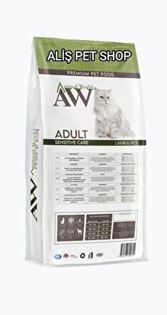 ANİMAL WORLD Kuzu Etli Pirinçli Yetişkin Kedi Maması 15 Kg