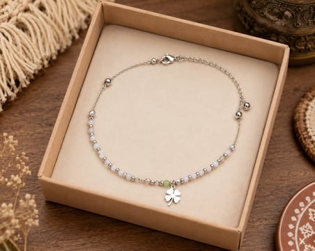 316L Paslanmaz Çelik Şans Yoncası Halhal 