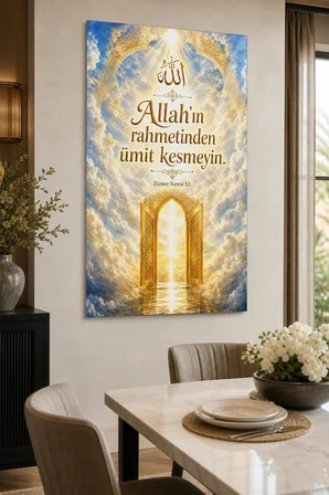 Allah’ın Rahmetinden Ümit Kesmeyin Baskılı Cam Tablo – Dini UV Duvar Dekoru
