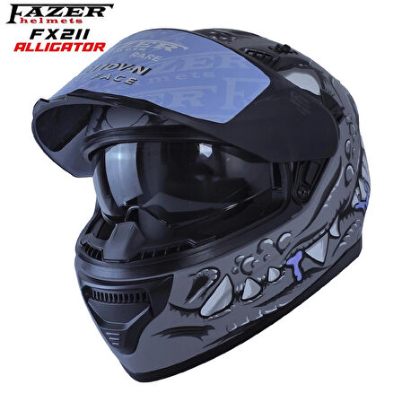 Forza Alligator Full Face ( Kapalı ) Güneş Vizörlü ( Gözlüklü ) Motorsiklet Kaskı