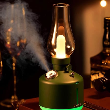 Dekoratif Vintage Lamba Şarj Edilebilir Hava Nemlendirici Buhar Makinesi 300ml Aroma Difüzör