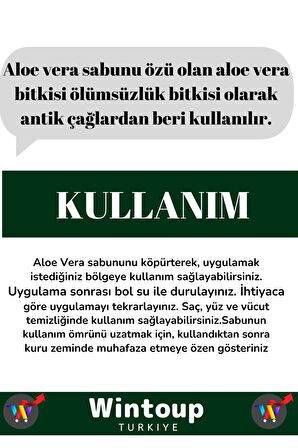 Özel Üretim %100 Organik Tüm Vücut Kullanım Bitkisel Aloe Vera Sabunu 2 Adet