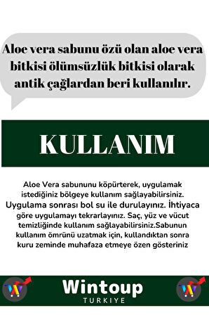 Özel Üretim %100 Organik Tüm Vücut Kullanım Bitkisel Aloe Vera Sabunu 3'lü