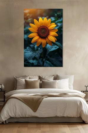 Ayçiçeği Baskılı Cam Tablo – Sarı Çiçek Doğa Temalı Dekoratif Duvar Tablosu