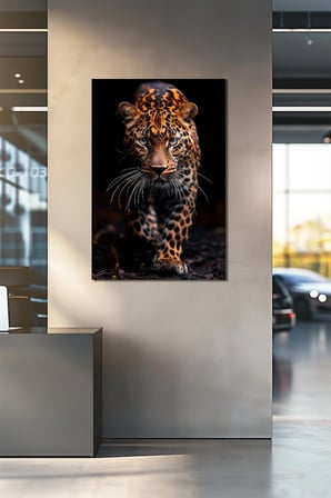 Leopar Baskılı Cam Tablo – Vahşi Yaşam Temalı Modern Dekoratif Duvar Tablosu