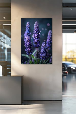 Lavanta Çiçeği Baskılı Cam Tablo – Mor Çiçekli Dekoratif Duvar Tablosu