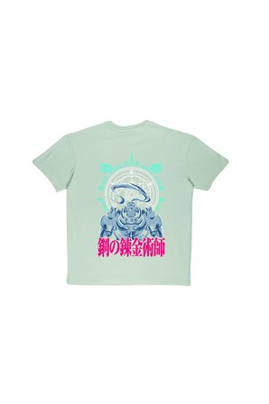 Lenithra Fullmetal Alchemist Brotherhood Alphonse Sırt Baskılı Unisex Oversize T-shirt Gri / L