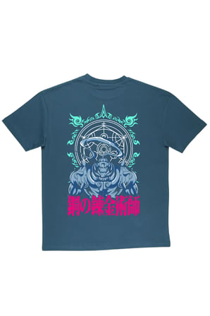 Lenithra Fullmetal Alchemist Brotherhood Alphonse Sırt Baskılı Unisex Oversize T-shirt Füme / M