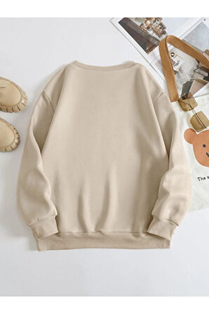 Kadın Bej Cowboy Bisiklet Yaka Sweatshirt