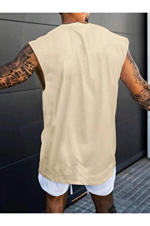 Erkek NY Baskılı Oversize Kolsuz T-shirt