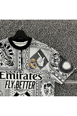 Erkek Emirates Baskılı Oversize Bisiklet Yaka T-Shirt