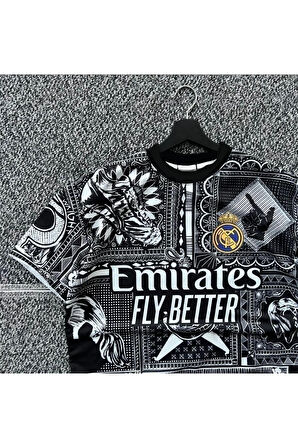 Erkek Emirates Baskılı Oversize Bisiklet Yaka T-Shirt