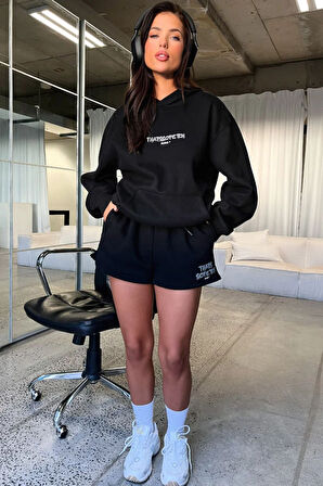 Kadın Thatssofetch Baskılı Oversize Kapşonlu Sweatshirt