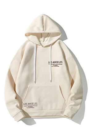 Kadın Los Angeles Yazı Detay Baskılı Kapüşonlu Sweatshirt