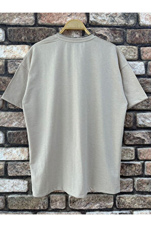 Erkek Believe Baskılı Oversize T-shirt