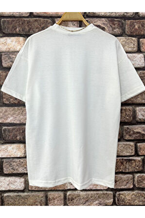 Erkek Believe Baskılı Oversize T-shirt