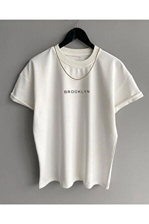 Unisex Brooklyn Baskılı Oversize Tshirt