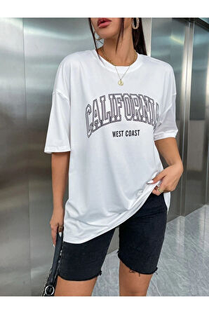 Unisex California West Baskılı Oversize T-shirt