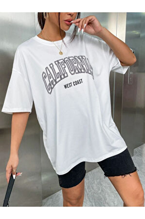 Unisex California West Baskılı Oversize T-shirt