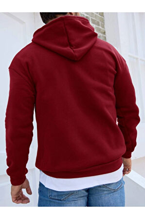 Erkek Brooklyn Baskılı Oversize Kapşonlu Sweatshirt