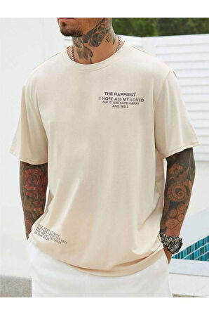 Unisex Happiest Baskılı Oversize T-shirt