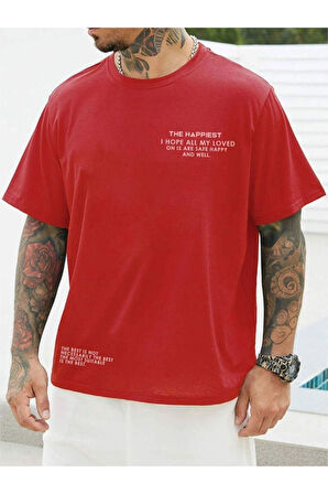 Unisex Happiest Baskılı Oversize T-shirt