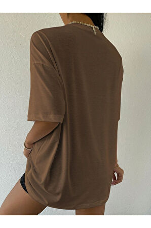 Unisex Over Think Baskılı Oversize T-shirt