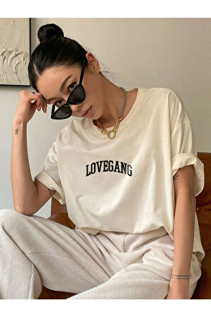 Kadın Lovegang Baskılı Tshirt