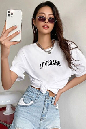 Kadın Lovegang Baskılı Tshirt