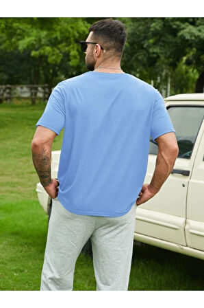 Erkek Göğüs Dikey Baskılı Oversize T-shirt